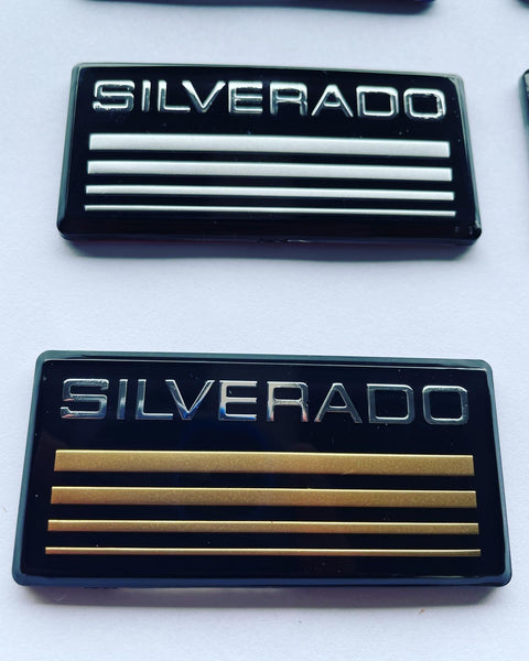 Silverado acrylic cab pillar badge