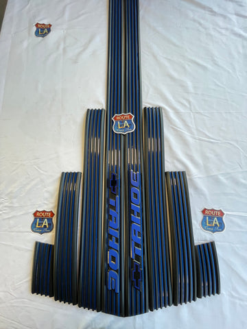 Precut set of body side moldings for Tahoe / Yukon 92-99 (Custom Blue Stripes Style)