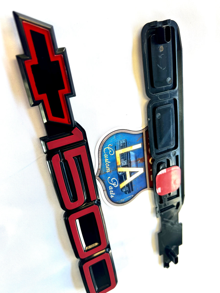 RED Chevrolet 1500 door emblem with buckles – Route LA Custom Parts